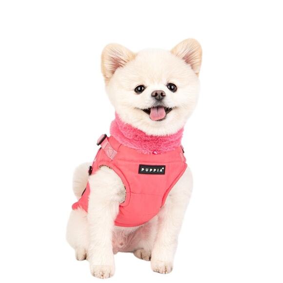 Puppia Donavan Coat with built in harness hot pink comfy warm dog jacket SZ LG - Picture 2 of 9